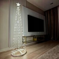 ŚWIĄTECZNA CHOINKA LED ZE STELAŻEM 180 CM LAMPKI NA ŚWIĘTA BIAŁE CIEPŁE