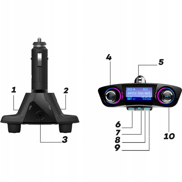 Transmiter samochodowy FM RETOO BT06 zdjęcie 12