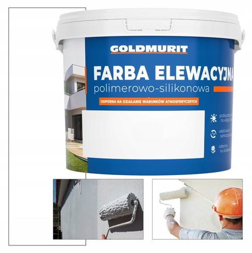 Farba Elewacyjna Fasadowa Polimerowo Silikonowa Goldmurit Biała RAL9016 10l na Arena.pl