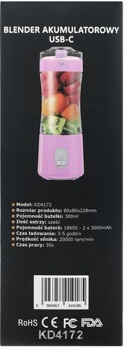 blender akumulatorowy usb-c 380ml / 2x3000mah kd4172 na Arena.pl