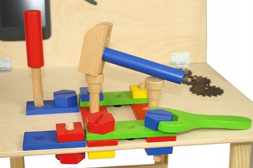Drewn warsztat majsterkowicz tablet kłódka skrzynka 24 elementy + IMADŁO !! na Arena.pl