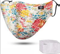Bawełniana Maseczka Ochronna Kwiaty Wielokrotnego Użytku z Filtrami