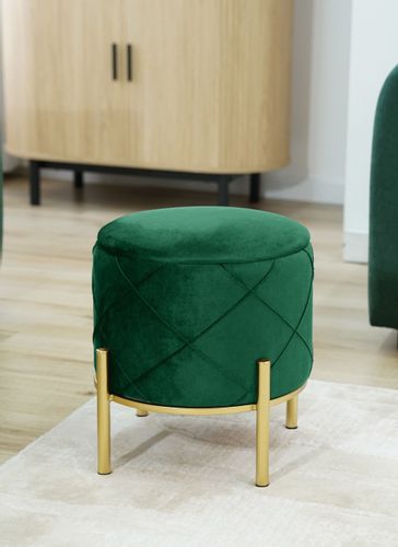 Pufa pikowana z pojemnikiem welurowa SAVANA Butelkowa Zieleń na Arena.pl