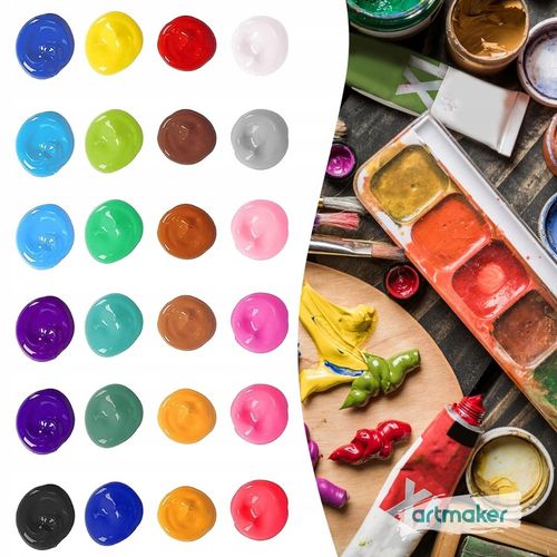 Farby Akrylowe Akryle Farbki Do Malowania 24 szt 12 ml Paletka Zestaw Farb na Arena.pl