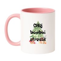 KUBEK "CHUJ BOMBKI STRZELIŁ" Wzór - Klasyczny Biało-Różowy 330 ml