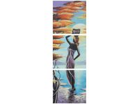 90X30CM AFRYKAŃSKA DZIEWCZYNA KOSZEM TRÓJ OBRAZ DRUK