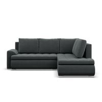 Narożnik z otomaną, prawy, BOSCO, velvet, 230x200x89 cm, szary | TYLETEGOTU