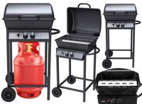 LUND DUŻY GRILL GAZOWY OGRODOWY 2PALNIKI 5,5KW CZARNY CHROMOWANY RUSZT99657