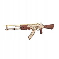 ROBOTIME Drewniane Mechaniczne Puzzle 3D Karabin AK-47 Kałasznikow Model