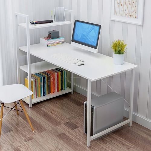 BIURKO KOMPUTEROWE STOLIK LOFT BIAŁE STÓŁ MŁODZIEŻOWE Z REGAŁEM GAMINGOWE na Arena.pl