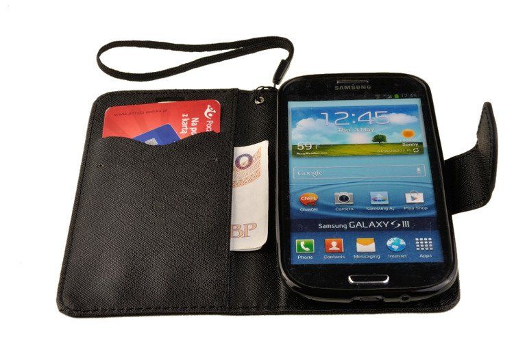 Etui portfel Fancy Case do Samsung Galaxy S3 i9300 czarny zdjęcie 4
