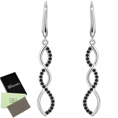 Srebrne kolczyki długie wiszące damskie rodowane czarne srebro próba 925 na Arena.pl
