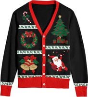 Męski Sweter Świąteczny Kardigan Dzianinowy Zapinany na Guziki Wygodny XL