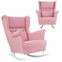 Fotel uszak Zoja bujany skandynawski Family Meble pudrowy róż pastelow