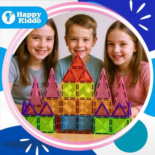 Klocki magnetyczne konstrukcyjne budowlane edukacyjne duży zamek 112 elemen na Arena.pl