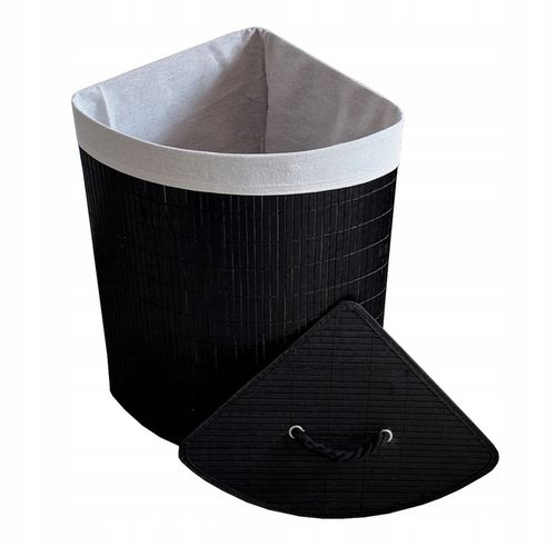 KOSZ BAMBUSOWY NA PRANIE BIELIZNĘ Z POKRYWĄ NAROŻNY POJEMNIK DUŻY 60L na Arena.pl