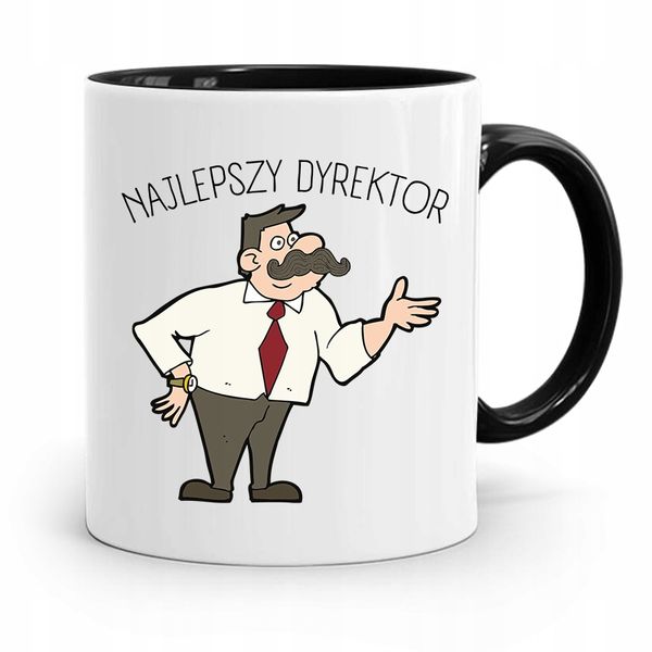 Dla Dyrektora Najlepszy Dyrektor Kubek Czarny Z Nadrukiem Ze Zdjęciem zdjęcie 1