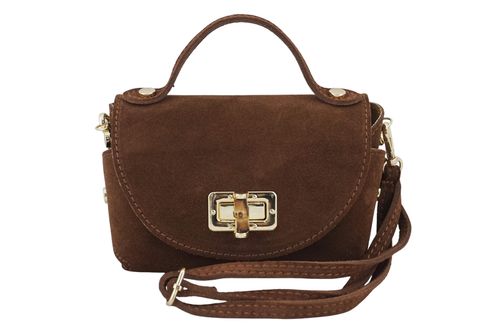 Mała torebka zamszowa wizytowa - Brązowa na Arena.pl