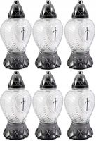 Szklany znicz serce z krzyżem lampion serduszko z wkładem SREBRNY 6szt.