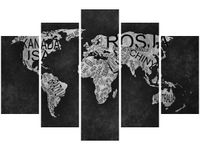 100CM 150CM OBRAZ 5 ELEM WORLD MAP ŚCIENNY