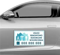MAGNES NA SAMOCHÓD MAGNETYCZNA REKLAMA 60X30 REMONTY WYKOŃCZENIA BUDOWLANE