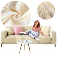 Pokrowiec na kanapę wersalkę sofę 3 osobową welur elastyczny beżowy premium