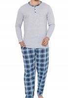 Piżama męska klasyczna na prezent długi rękaw długie spodnie bawełna M