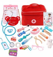 MAŁY DOKTOR DREWNIANY ZESTAW MAŁEGO LEKARZA DENTYSTY W WALIZCE DLA DZIECI