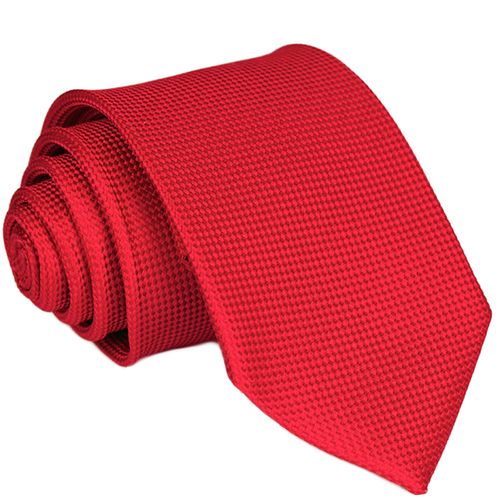ŻAKARDOWY Gładki Krawat Męski CZERWONY rc208 na Arena.pl