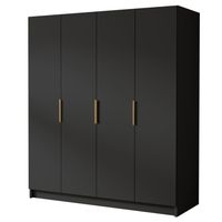 Szafa SALVADOR I 200 cm-pojemna garderoba-CZARNY+ZŁOTY