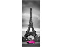 40X100CM RÓŻOWE AUTKO PARYŻU OBRAZ PION