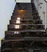 Czarne marmurowe płytki na schody 140x30 POŁYSK