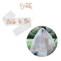 Akcesoria na wieczór panieński Bride to Be opaska welon szarfa