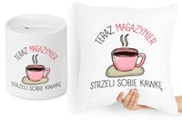 Dla Magazyniera Zestaw Poduszka + Skarbonka Z Nadrukiem Ze Zdjęciem