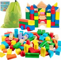 KLOCKI DREWNIANE UKŁADANKA MONTESSORI EDUKACYJNA SORTER DUŻY ZESTAW