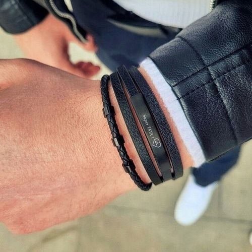 Bransoletka dla SYNA taty BRATA z GRAWEREM czarna na Arena.pl