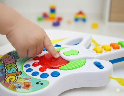 Interaktywna gitara muzyczna zabawka dla dzieci świeci melodie 8klawiszy na Arena.pl