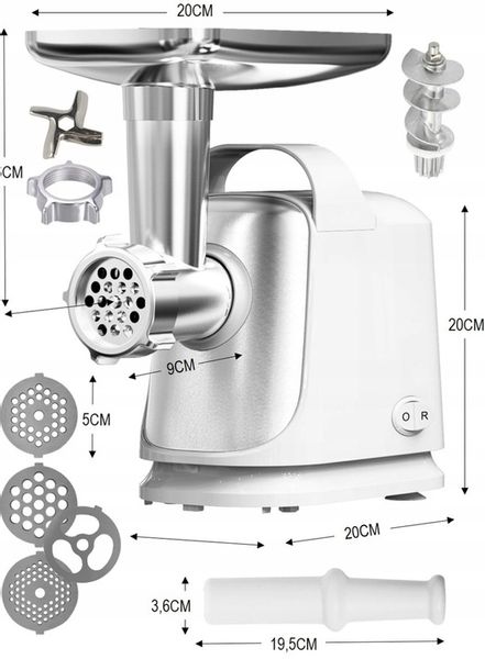 MASZYNKA DO MIELENIA MIĘSA ELEKTRYCZNA REWERS SZARPAK BIAŁA MOCNA 1300W zdjęcie 10
