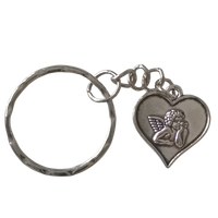 Breloczek Serduszko z Aniołkiem Brelok Anioł Stróż Drobiazg dla Katolika