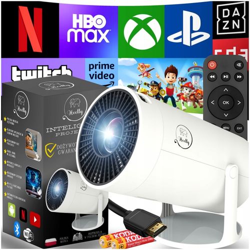 PROJEKTOR ANDROID 4K MINI PRZENOŚNY RZUTNIK WIFI SMART TV OBROTOWY LED FHD na Arena.pl