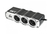 GSM0656 Rozgałęziacz gniazda zapalniczki x3 z kablem i USB