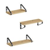 Zestaw półek ściennych 3 szt dąb artisan czarne loftowe