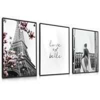 Zestaw 3X Plakat W Ramie Wieża Eiffla Paryż Kobieta Minimalizm 60cm x 80cm
