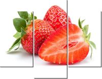 70 90CM OBRAZ 3 ELEM ŚWIEŻE TRUSKAWKI ŚCIENNY PŁÓTNO