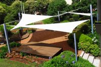 ŻAGIEL PRZECIWSŁONECZNY ZACIENIACZ OGRODOWY BIAŁY EKONOMICZNY TRÓJKĄT 5X5X7