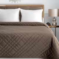 Brązowa narzuta RIA6 220X240 cm pikowana welur hotpress efekt 3D