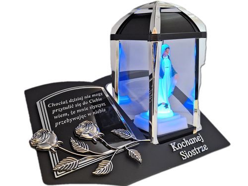 SIOSTRA SIOSTRZE ZNICZ LAMPION NA GRÓB KPL SREB SKOS SENTENCJA+FIGURKA LED na Arena.pl
