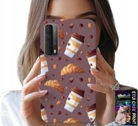 ETUI DO HUAWEI P SMART 2021 - CASE Z KAWĄ ROGALIKAMI I ZIARNAMI W TLE