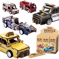 Puzzle Drewniane 3D MINI ZESTAW 24 SAMOCHODZIKÓW MODEL AUTA PREZENT