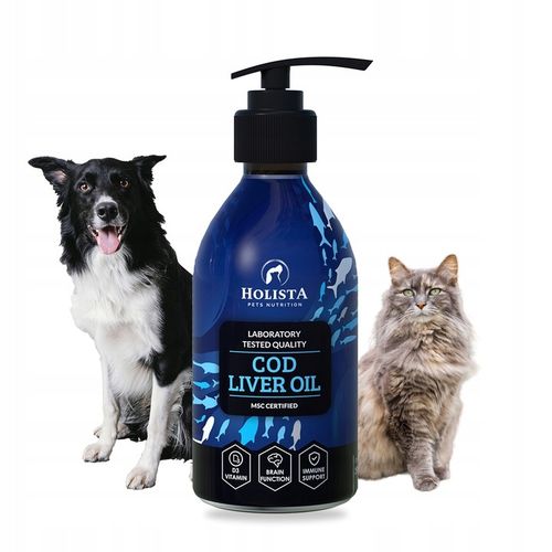 HOLISTA COD LIVER OIL TRAN z DORSZA OLEJ dla Psa KOTA WITAMINY A D3 250ML na Arena.pl